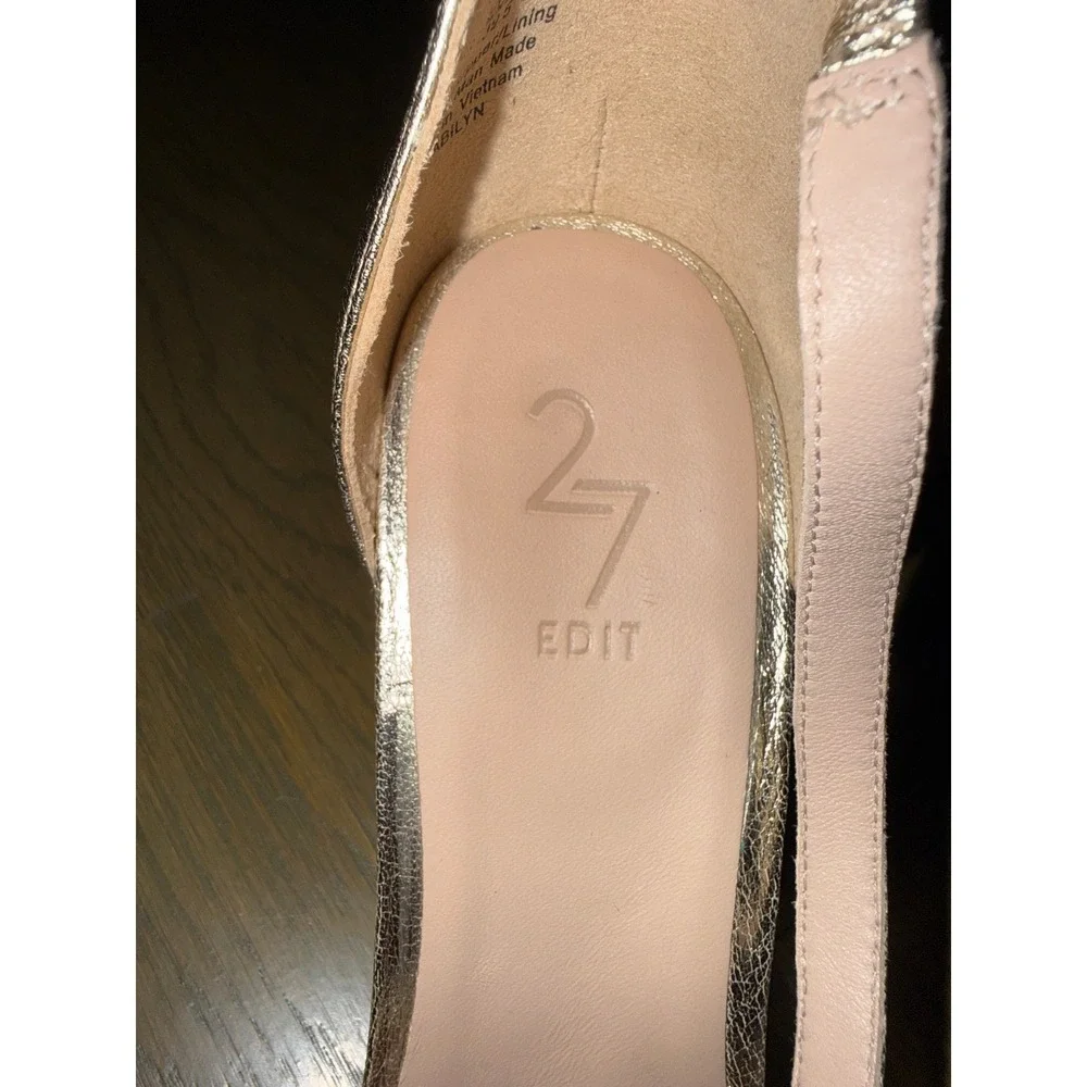 27 Edit Naturalizer Abilyn Gold Metallic Leather Ankle Strap Pumps Heels 9.5M